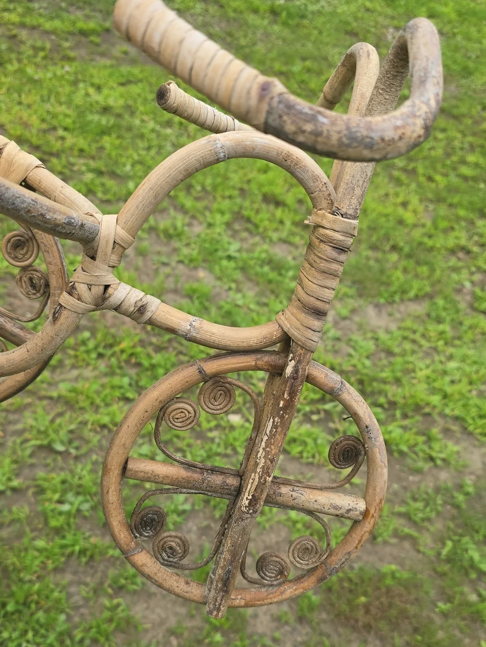 Home Accents Decorative Wicker Bamboo RattanPlant Tricycle Planter Vintage